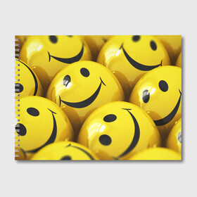 Альбом для рисования с принтом YELLOW SMILE , 100% бумага
 | матовая бумага, плотность 200 мг. | Тематика изображения на принте: emoji | настроение | позитив | смайлики | смайлы | стикеры | текстура смайл | улыбки | фон смайл | эмодзи