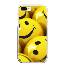 Чехол для iPhone 7Plus/8 Plus матовый с принтом YELLOW SMILE , Силикон | Область печати: задняя сторона чехла, без боковых панелей | emoji | настроение | позитив | смайлики | смайлы | стикеры | текстура смайл | улыбки | фон смайл | эмодзи