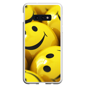 Чехол для Samsung S10E с принтом YELLOW SMILE , Силикон | Область печати: задняя сторона чехла, без боковых панелей | emoji | настроение | позитив | смайлики | смайлы | стикеры | текстура смайл | улыбки | фон смайл | эмодзи