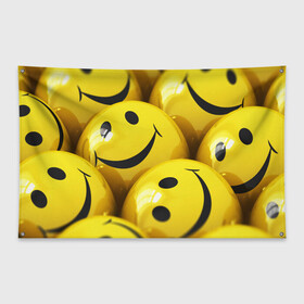 Флаг-баннер с принтом YELLOW SMILE , 100% полиэстер | размер 67 х 109 см, плотность ткани — 95 г/м2; по краям флага есть четыре люверса для крепления | emoji | настроение | позитив | смайлики | смайлы | стикеры | текстура смайл | улыбки | фон смайл | эмодзи