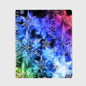 Тетрадь с принтом ЗИМНЕЕ УТРО , 100% бумага | 48 листов, плотность листов — 60 г/м2, плотность картонной обложки — 250 г/м2. Листы скреплены сбоку удобной пружинной спиралью. Уголки страниц и обложки скругленные. Цвет линий — светло-серый
 | 2019 | 2020 | background | holiday | new year | rat | snow | год крысы | новый год | синий | снег | снежинки | текстура | фон