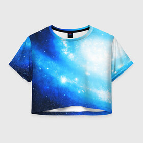 Женская футболка Crop-top 3D с принтом ЗВЕЗДНОЕ НЕБО , 100% полиэстер | круглая горловина, длина футболки до линии талии, рукава с отворотами | galaxy | nebula | space | star | абстракция | вселенная | галактика | звезда | звезды | космический | планеты