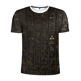 Мужская футболка 3D спортивная с принтом Egypt Hieroglyphs , 100% полиэстер с улучшенными характеристиками | приталенный силуэт, круглая горловина, широкие плечи, сужается к линии бедра | Тематика изображения на принте: egypt | symbol | египет | знаки | иероглифы | надпись | символы