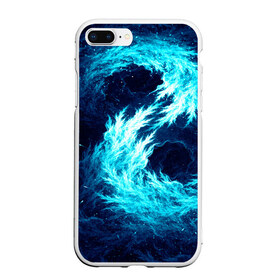 Чехол для iPhone 7Plus/8 Plus матовый с принтом Abstract fractal blue flame , Силикон | Область печати: задняя сторона чехла, без боковых панелей | abstract | colors | dark | flame | fractal | space | абстракция | космос | краски | огонь | пламя | тёмный | фрактал