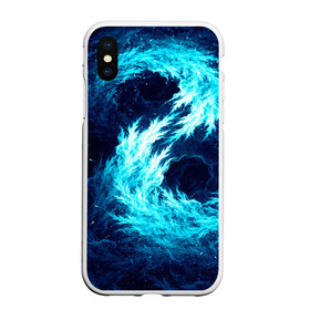 Чехол для iPhone XS Max матовый с принтом Abstract fractal blue flame , Силикон | Область печати: задняя сторона чехла, без боковых панелей | abstract | colors | dark | flame | fractal | space | абстракция | космос | краски | огонь | пламя | тёмный | фрактал