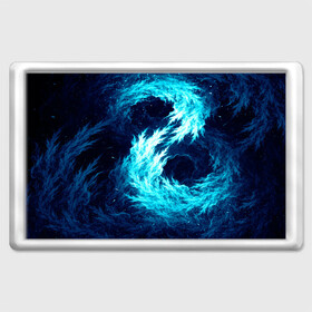 Магнит 45*70 с принтом Abstract fractal blue flame , Пластик | Размер: 78*52 мм; Размер печати: 70*45 | Тематика изображения на принте: abstract | colors | dark | flame | fractal | space | абстракция | космос | краски | огонь | пламя | тёмный | фрактал