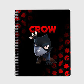 Тетрадь с принтом BRAWL STARS CROW , 100% бумага | 48 листов, плотность листов — 60 г/м2, плотность картонной обложки — 250 г/м2. Листы скреплены сбоку удобной пружинной спиралью. Уголки страниц и обложки скругленные. Цвет линий — светло-серый
 | brawl stars | bull | colt | crow | leon | stars | берли | бо | брок | ворон | джесси | динамайк | дэррил | кольт | леон | мортис | нита | пайпер | пенни | поко | пэм | рикошет | спайк | фрэнк | шелли | эль примо