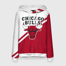 Женская толстовка 3D с принтом Chicago Bulls Red-White , 100% полиэстер  | двухслойный капюшон со шнурком для регулировки, мягкие манжеты на рукавах и по низу толстовки, спереди карман-кенгуру с мягким внутренним слоем. | bulls | chicago | chicago bulls | nba | баскетбол | буллз | нба | чикаго | чикаго буллз
