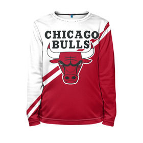 Детский лонгслив 3D с принтом Chicago Bulls Red-White , 100% полиэстер | длинные рукава, круглый вырез горловины, полуприлегающий силуэт
 | bulls | chicago | chicago bulls | nba | баскетбол | буллз | нба | чикаго | чикаго буллз