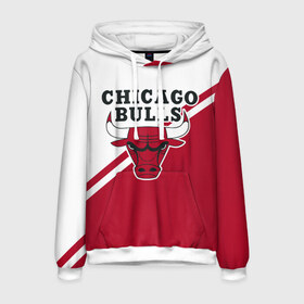 Мужская толстовка 3D с принтом Chicago Bulls Red-White , 100% полиэстер | двухслойный капюшон со шнурком для регулировки, мягкие манжеты на рукавах и по низу толстовки, спереди карман-кенгуру с мягким внутренним слоем. | bulls | chicago | chicago bulls | nba | баскетбол | буллз | нба | чикаго | чикаго буллз