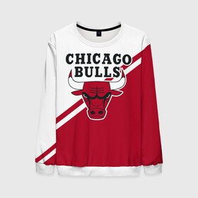 Мужской свитшот 3D с принтом Chicago Bulls Red-White , 100% полиэстер с мягким внутренним слоем | круглый вырез горловины, мягкая резинка на манжетах и поясе, свободная посадка по фигуре | Тематика изображения на принте: bulls | chicago | chicago bulls | nba | баскетбол | буллз | нба | чикаго | чикаго буллз