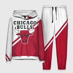 Мужской костюм 3D (с толстовкой) с принтом Chicago Bulls Red White ,  |  | bulls | chicago | chicago bulls | nba | баскетбол | буллз | нба | чикаго | чикаго буллз