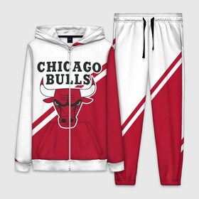 Женский костюм 3D с принтом Chicago Bulls Red White ,  |  | bulls | chicago | chicago bulls | nba | баскетбол | буллз | нба | чикаго | чикаго буллз