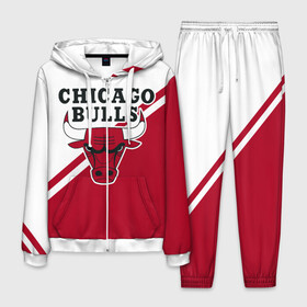 Мужской костюм 3D с принтом Chicago Bulls Red-White , 100% полиэстер | Манжеты и пояс оформлены тканевой резинкой, двухслойный капюшон со шнурком для регулировки, карманы спереди | bulls | chicago | chicago bulls | nba | баскетбол | буллз | нба | чикаго | чикаго буллз