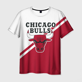 Мужская футболка 3D с принтом Chicago Bulls Red-White , 100% полиэфир | прямой крой, круглый вырез горловины, длина до линии бедер | bulls | chicago | chicago bulls | nba | баскетбол | буллз | нба | чикаго | чикаго буллз