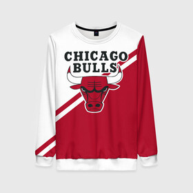 Женский свитшот 3D с принтом Chicago Bulls Red-White , 100% полиэстер с мягким внутренним слоем | круглый вырез горловины, мягкая резинка на манжетах и поясе, свободная посадка по фигуре | bulls | chicago | chicago bulls | nba | баскетбол | буллз | нба | чикаго | чикаго буллз