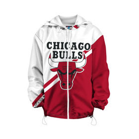 Детская куртка 3D с принтом Chicago Bulls Red-White , 100% полиэстер | застежка — молния, подол и капюшон оформлены резинкой с фиксаторами, по бокам — два кармана без застежек, один потайной карман на груди, плотность верхнего слоя — 90 г/м2; плотность флисового подклада — 260 г/м2 | bulls | chicago | chicago bulls | nba | баскетбол | буллз | нба | чикаго | чикаго буллз