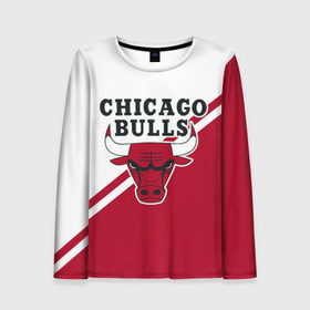 Женский лонгслив 3D с принтом Chicago Bulls Red-White , 100% полиэстер | длинные рукава, круглый вырез горловины, полуприлегающий силуэт | bulls | chicago | chicago bulls | nba | баскетбол | буллз | нба | чикаго | чикаго буллз