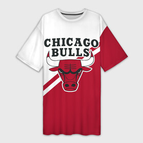 Платье-футболка 3D с принтом Chicago Bulls Red White ,  |  | bulls | chicago | chicago bulls | nba | баскетбол | буллз | нба | чикаго | чикаго буллз