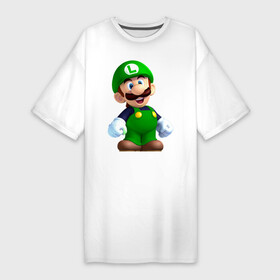 Платье-футболка хлопок с принтом Luigis Mansion ,  |  | game | luigis mansion | mario | nintendo | видеоигра | игра | луиджи | марио | привидение | призрак