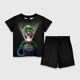 Детский костюм с шортами 3D с принтом Luigi s Mansion ,  |  | game | luigis mansion | mario | nintendo | видеоигра | игра | луиджи | марио | привидение | призрак