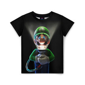 Детская футболка 3D с принтом Luigi`s Mansion , 100% гипоаллергенный полиэфир | прямой крой, круглый вырез горловины, длина до линии бедер, чуть спущенное плечо, ткань немного тянется | game | luigis mansion | mario | nintendo | видеоигра | игра | луиджи | марио | привидение | призрак