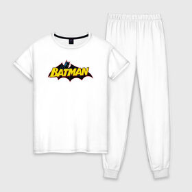 Женская пижама хлопок с принтом Batman Logo , 100% хлопок | брюки и футболка прямого кроя, без карманов, на брюках мягкая резинка на поясе и по низу штанин | 80 | 80th | anniversary | bat man | batman | batman comics | caped crusader | dark knight | shtatjl | бетмен | брюс уэйн | бэт мен | бэтмен | тёмный рыцарь