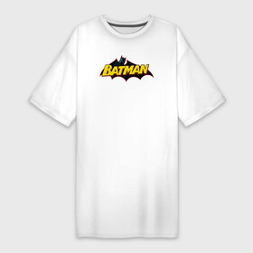 Платье-футболка хлопок с принтом Batman Logo ,  |  | 80 | 80th | anniversary | bat man | batman | batman comics | caped crusader | dark knight | shtatjl | бетмен | брюс уэйн | бэт мен | бэтмен | тёмный рыцарь