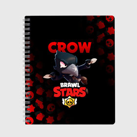 Тетрадь с принтом BRAWL STARS CROW , 100% бумага | 48 листов, плотность листов — 60 г/м2, плотность картонной обложки — 250 г/м2. Листы скреплены сбоку удобной пружинной спиралью. Уголки страниц и обложки скругленные. Цвет линий — светло-серый
 | brawl stars | bull | colt | crow | leon | stars | берли | бо | брок | ворон | джесси | динамайк | дэррил | кольт | леон | мортис | нита | пайпер | пенни | поко | пэм | рикошет | спайк | фрэнк | шелли | эль примо