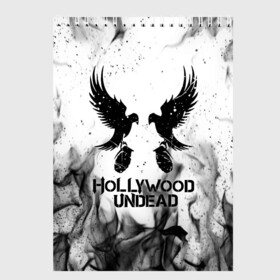 Скетчбук с принтом HOLLYWOOD UNDEAD , 100% бумага
 | 48 листов, плотность листов — 100 г/м2, плотность картонной обложки — 250 г/м2. Листы скреплены сверху удобной пружинной спиралью | deuce | hollywood undead | hu | j dog | shady jeff | голливуд | голливудская нежить | даниэль мурильо | джордан террелл | джордж артур рейган | дилан альварес | мэттью сент клер | нежить