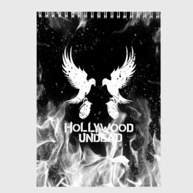 Скетчбук с принтом HOLLYWOOD UNDEAD , 100% бумага
 | 48 листов, плотность листов — 100 г/м2, плотность картонной обложки — 250 г/м2. Листы скреплены сверху удобной пружинной спиралью | deuce | hollywood undead | hu | j dog | shady jeff | голливуд | голливудская нежить | даниэль мурильо | джордан террелл | джордж артур рейган | дилан альварес | мэттью сент клер | нежить