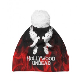 Шапка 3D c помпоном с принтом HOLLYWOOD UNDEAD , 100% полиэстер | универсальный размер, печать по всей поверхности изделия | deuce | hollywood undead | hu | j dog | shady jeff | голливуд | голливудская нежить | даниэль мурильо | джордан террелл | джордж артур рейган | дилан альварес | мэттью сент клер | нежить