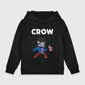 Детское худи Oversize хлопок с принтом BRAWL STARS CROW , френч-терри — 70% хлопок, 30% полиэстер. Мягкий теплый начес внутри —100% хлопок | боковые карманы, эластичные манжеты и нижняя кромка, капюшон на магнитной кнопке | brawl stars | bull | colt | crow | leon | stars | берли | бо | брок | ворон | джесси | динамайк | дэррил | кольт | леон | мортис | нита | пайпер | пенни | поко | пэм | рикошет | спайк | фрэнк | шелли | эль примо