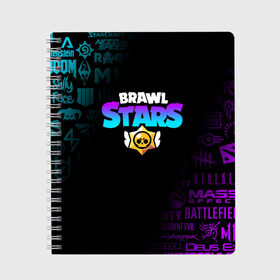 Тетрадь с принтом BRAWL STARS , 100% бумага | 48 листов, плотность листов — 60 г/м2, плотность картонной обложки — 250 г/м2. Листы скреплены сбоку удобной пружинной спиралью. Уголки страниц и обложки скругленные. Цвет линий — светло-серый
 | brawl stars | bull | colt | crow | leon | stars | берли | бо | брок | ворон | джесси | динамайк | дэррил | кольт | леон | мортис | нита | пайпер | пенни | поко | пэм | рикошет | спайк | фрэнк | шелли | эль примо