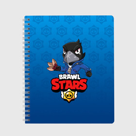 Тетрадь с принтом BRAWL STARS CROW , 100% бумага | 48 листов, плотность листов — 60 г/м2, плотность картонной обложки — 250 г/м2. Листы скреплены сбоку удобной пружинной спиралью. Уголки страниц и обложки скругленные. Цвет линий — светло-серый
 | brawl stars | bull | colt | leon | stars | берли | бо | брок | джесси | динамайк | дэррил | кольт | леон | морти | нита | пайпер | пенни | поко | пэм | рикошет | спайк | фрэнк | шелли | эль примо