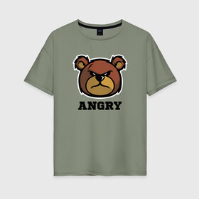 Женская футболка хлопок Oversize с принтом Злой мишка ANGRY TEDDY , 100% хлопок | свободный крой, круглый ворот, спущенный рукав, длина до линии бедер
 | Тематика изображения на принте: дикий | злой | мишка | стиль | тедди