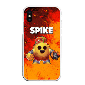 Чехол для iPhone XS Max матовый с принтом Brawl Stars Spike Robot , Силикон | Область печати: задняя сторона чехла, без боковых панелей | brawl stars | brawl stars crow | brawl stars crow phoenix | brawl stars leon | brawl stars leon shark | brawl stars robot spike | brawl stars spike | бравл старс