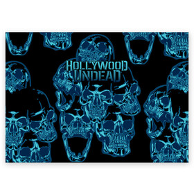 Поздравительная открытка с принтом  Hollywood Undead , 100% бумага | плотность бумаги 280 г/м2, матовая, на обратной стороне линовка и место для марки
 | Тематика изображения на принте: been | bloody nose | california | hell | lyrics | music | octone | official | psalms | records | rock | song | to | vevo | video | кранккор | метал | рэп рок | электроник