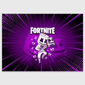 Поздравительная открытка с принтом FORTNITE MARSHMELLO , 100% бумага | плотность бумаги 280 г/м2, матовая, на обратной стороне линовка и место для марки
 | chapter 2 | fortnite | marshmello | диджей | игры | маршмэллоу | молоток | фортнайт