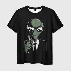 Мужская футболка 3D с принтом Пришелец в Черном , 100% полиэфир | прямой крой, круглый вырез горловины, длина до линии бедер | Тематика изображения на принте: alien | men in black | ufo | инопланетяне | инопланетянин | люди в черном | нло | пришелец | пришельцы