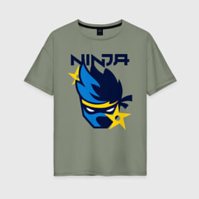 Женская футболка хлопок Oversize с принтом FORTNITE NINJA , 100% хлопок | свободный крой, круглый ворот, спущенный рукав, длина до линии бедер
 | chapter 2 | fortnite | fortnite ninja | ninja | игры | ниндзя | нинзя | сюрекен | фортнайт