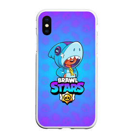 Чехол для iPhone XS Max матовый с принтом BRAWL STARS LEON SHARK , Силикон | Область печати: задняя сторона чехла, без боковых панелей | brawl stars | bull | colt | crow | leon | leon shark | shark | stars | акула | берли | ворон | динамайк | кольт | леон | леон акула | нита | спайк | шелли | эль примо