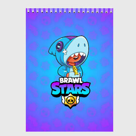 Скетчбук с принтом BRAWL STARS LEON SHARK , 100% бумага
 | 48 листов, плотность листов — 100 г/м2, плотность картонной обложки — 250 г/м2. Листы скреплены сверху удобной пружинной спиралью | brawl stars | bull | colt | crow | leon | leon shark | shark | stars | акула | берли | ворон | динамайк | кольт | леон | леон акула | нита | спайк | шелли | эль примо