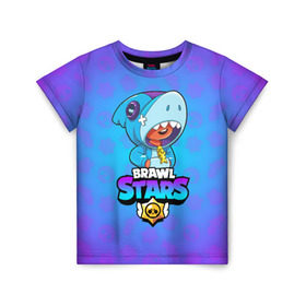 Детская футболка 3D с принтом BRAWL STARS LEON SHARK , 100% гипоаллергенный полиэфир | прямой крой, круглый вырез горловины, длина до линии бедер, чуть спущенное плечо, ткань немного тянется | brawl stars | bull | colt | crow | leon | leon shark | shark | stars | акула | берли | ворон | динамайк | кольт | леон | леон акула | нита | спайк | шелли | эль примо