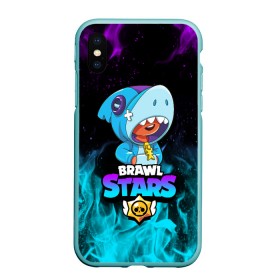 Чехол для iPhone XS Max матовый с принтом BRAWL STARS LEON SHARK , Силикон | Область печати: задняя сторона чехла, без боковых панелей | brawl stars | bull | colt | crow | leon | leon shark | shark | stars | акула | берли | ворон | динамайк | кольт | леон | леон акула | нита | спайк | шелли | эль примо