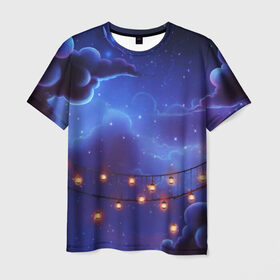 Мужская футболка 3D с принтом НОВОГОДНЯЯ НОЧЬ , 100% полиэфир | прямой крой, круглый вырез горловины, длина до линии бедер | star | stars | texture | вечер | вечерние иллюстрации | звезда | звезды | ночной пейзаж | ночные | ночь | природа | прогулки | текстуры