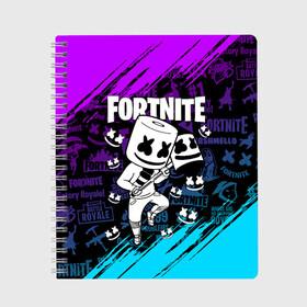 Тетрадь с принтом FORTNITE MARSHMELLO , 100% бумага | 48 листов, плотность листов — 60 г/м2, плотность картонной обложки — 250 г/м2. Листы скреплены сбоку удобной пружинной спиралью. Уголки страниц и обложки скругленные. Цвет линий — светло-серый
 | fnchap2 | fortnite | fortnite 2 | fortnite x | marshmello | ninja | ninja hyper streamer | ninja streamer | streamer | tyler blevins | маршмелло | ниндзя | фортнайт | фортнайт 2 | фортнайт глава 2