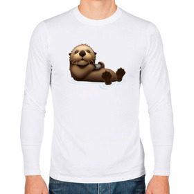 Мужской лонгслив хлопок с принтом Otter emoji , 100% хлопок |  | 