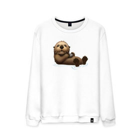 Мужской свитшот хлопок с принтом Otter emoji , 100% хлопок |  | Тематика изображения на принте: 