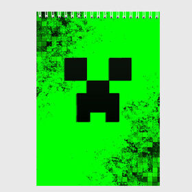 Скетчбук с принтом MINECRAFT , 100% бумага
 | 48 листов, плотность листов — 100 г/м2, плотность картонной обложки — 250 г/м2. Листы скреплены сверху удобной пружинной спиралью | game | minecraft | блоки | игра | квадраты | компьютерная игра | крипер | майнкрафт